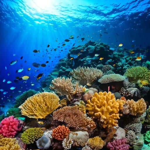 Marine ecosystem with a coral reef