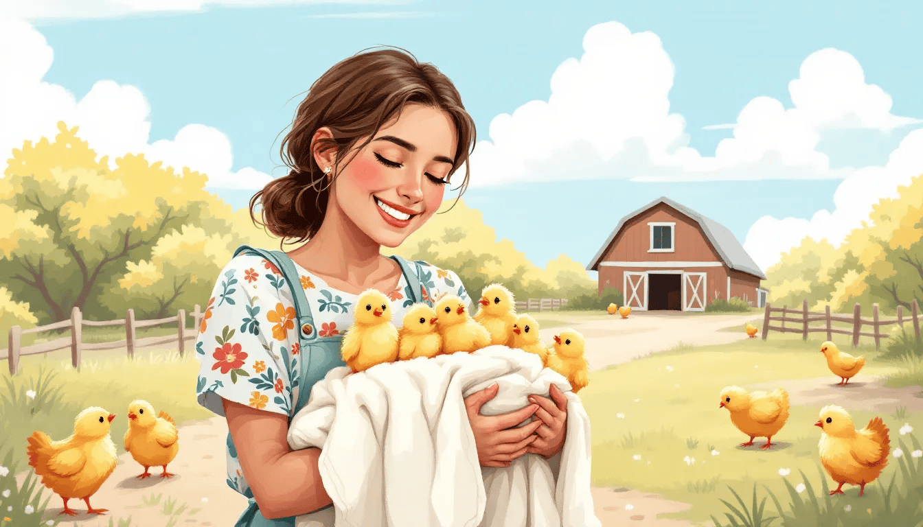 A person gently handling baby chicks, emphasizing the care needed in raising baby chicks.